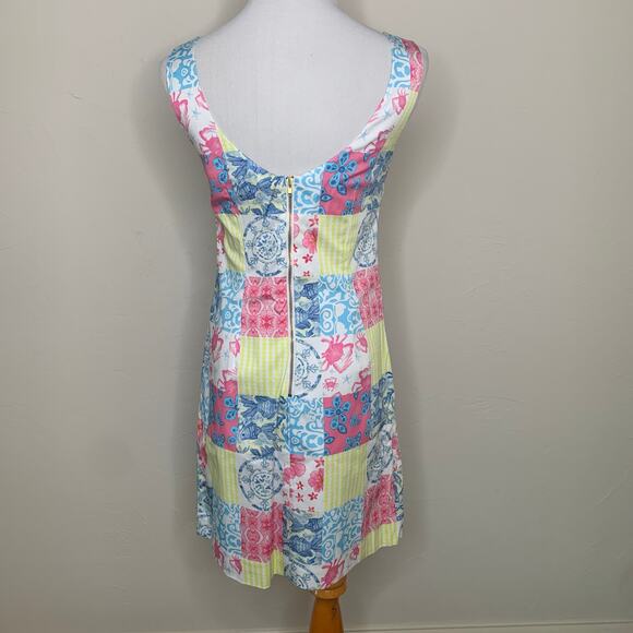 Kaeli Smith Sheath Dress Sz 2 Patchwork Sea Life - Picture 2 of 11